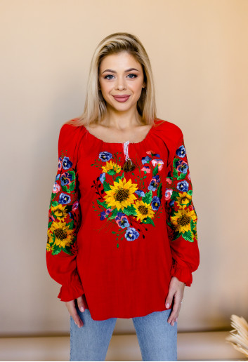 Купить вышиванку женскую  Марьяна (красная) в Украине от Галычанка