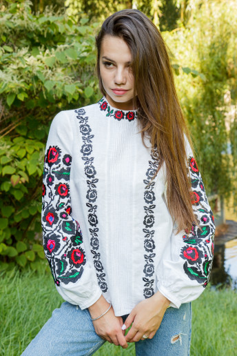 Купить вышиванку женскую Илария (белая) в Украине от Галычанка
