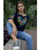 Купити жіночу футболку вишиванку  Анютка плюс (синя) в Україні від Галичанка фото 1>
