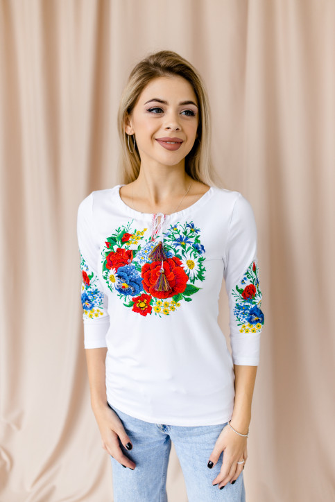 Купити жіночу футболку вишиванку Марсель плюс (біла) в Україні від Галичанка фото 1