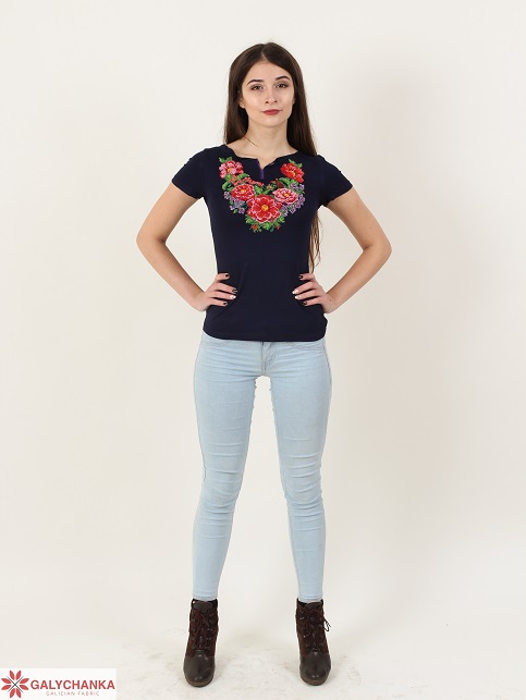 Купити жіночу футболку вишиванку Лаванда (синя) в Україні від Галичанка фото 2