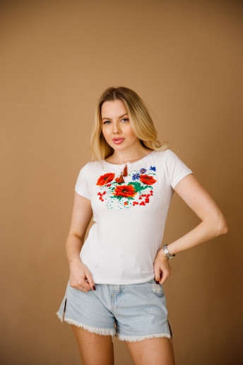 Купити жіночу футболку вишиванку Магія (біла) в Україні від Галичанка
