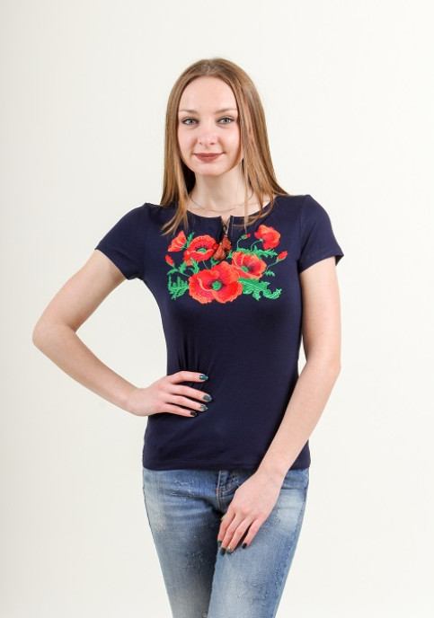 Купити жіночу футболку вишиванку Наталка (синя) в Україні від Галичанка фото 1