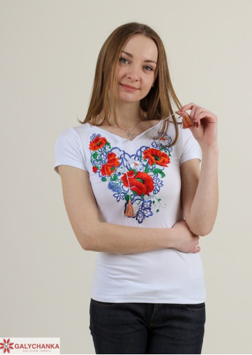 Купить женскую футболку вышиванку Шарм (белая) в Украине от Галычанка