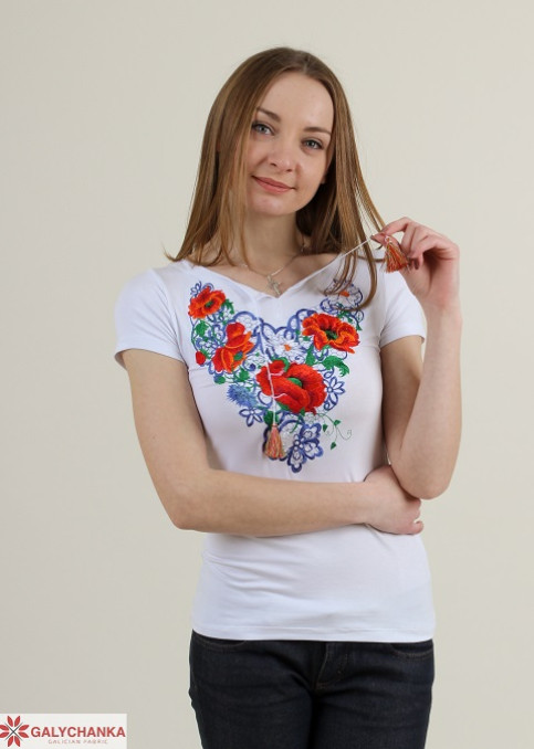Купити жіночу футболку вишиванку Шарм (біла) в Україні від Галичанка фото 1
