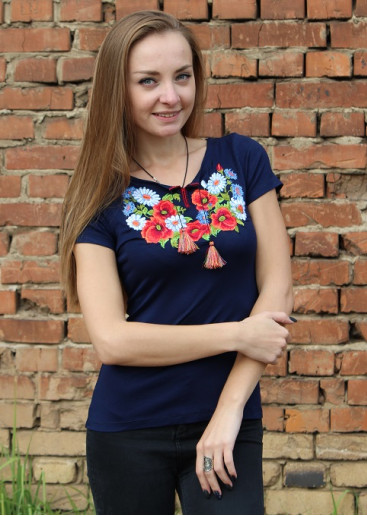 Купити жіночу футболку вишиванку Соната (синя) в Україні від Галичанка