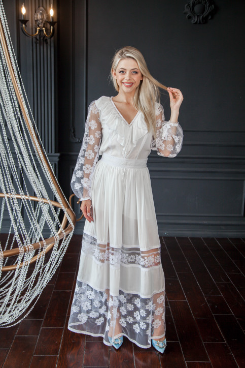 Купити жіночий костюм Щаслива мить ( білий) з вишивкою в Україні від Галичанка фото 1