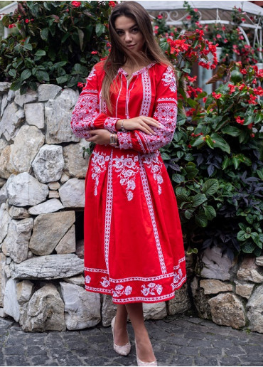 Купити жіночий костюм  Неповторність  (червона) з вишивкою в Україні від Галичанка