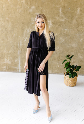 Купить вышитое платье Арника (черная) в Украине от производителя Галычанка