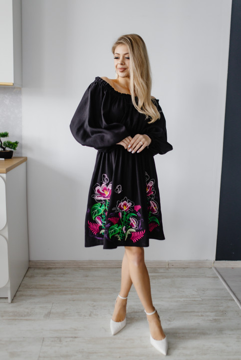Вишите плаття Емілія (чорна) купити в Україні від виробника Галичанка фото 1