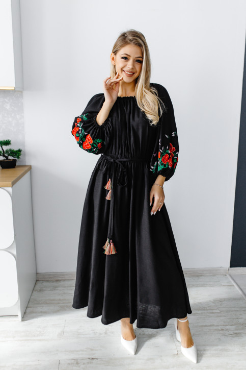 Вишите плаття Чарівність (чорна) купити в Україні від виробника Галичанка фото 1