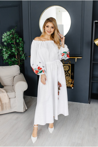 Вишите плаття Чарівність (біла) купити в Україні від виробника Галичанка