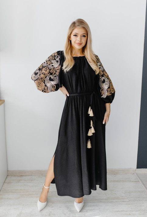 Вишите плаття Жар-птиця (чорна) купити в Україні від виробника Галичанка фото 1