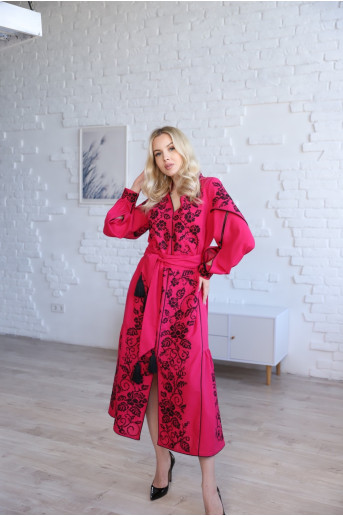 Вишите плаття Квіткові чари (малинова) купити в Україні від виробника Галичанка