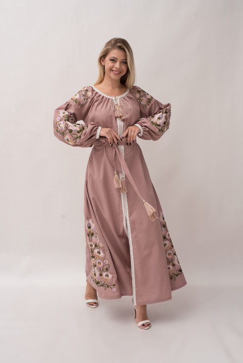 Вишите плаття Мальва (нюд) купити в Україні від виробника Галичанка фото 1