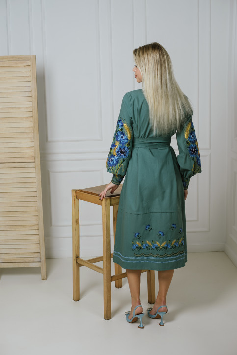 Вишите плаття Василина (нефрит) купити в Україні від виробника Галичанка фото 2