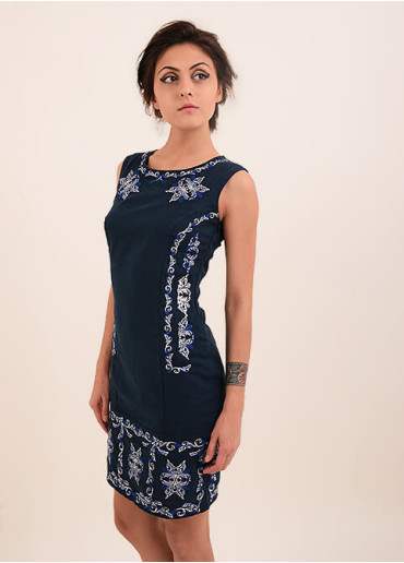Вишите плаття Ефект (синя) купити в Україні від виробника Галичанка