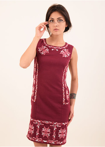 Вишите плаття Ефект (вишнева) купити в Україні від виробника Галичанка