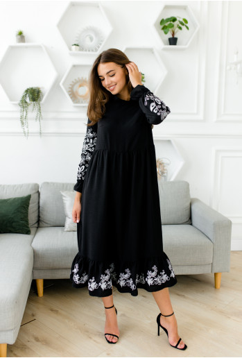 Купить вышитое платье Єльвира (черная) в Украине от производителя Галычанка