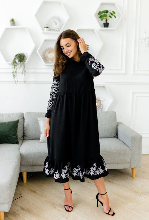 Вишите плаття Ельвіра (чорна) купити в Україні від виробника Галичанка фото 1
