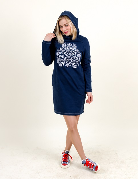 Вишите плаття Живиця (синя з білим) купити в Україні від виробника Галичанка фото 2