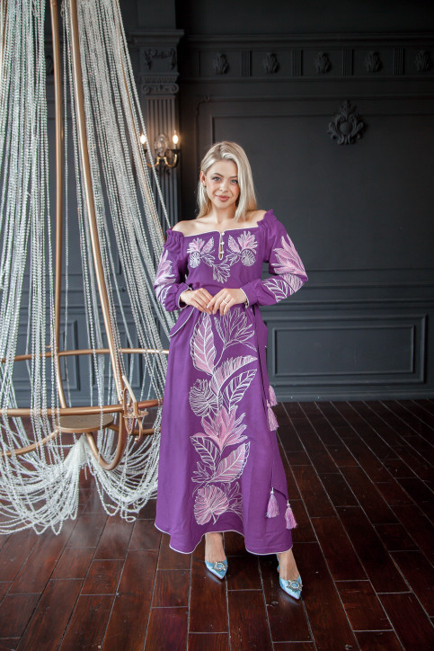Вишите плаття Княжна  (фіолетова) купити в Україні від виробника Галичанка фото 1