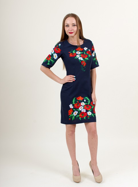 Вишите плаття Квітуче літо (синя) купити в Україні від виробника Галичанка фото 2