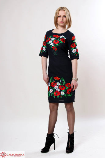Вишите плаття Квітуче літо (синя) купити в Україні від виробника Галичанка