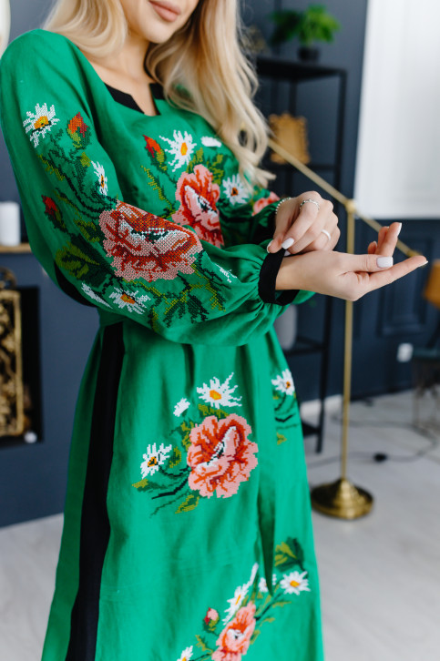 Вишите плаття Роксолана   (зелена) купити в Україні від виробника Галичанка фото 3