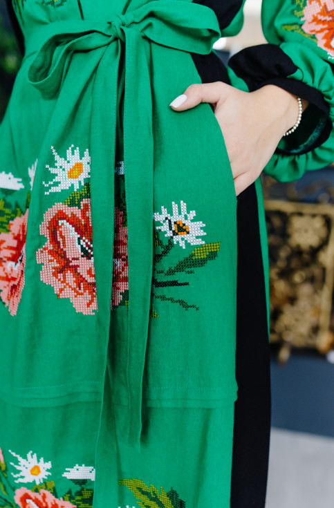 Вишите плаття Роксолана   (зелена) купити в Україні від виробника Галичанка фото 2