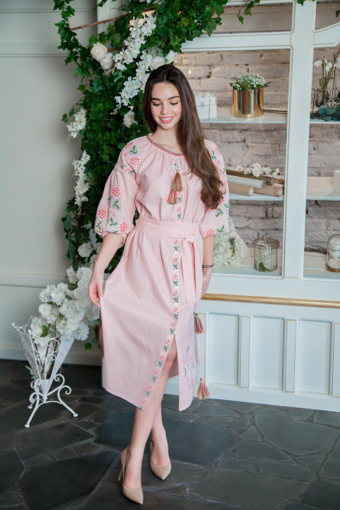Вишите плаття Світанок  (рожеве) купити в Україні від виробника Галичанка фото 2