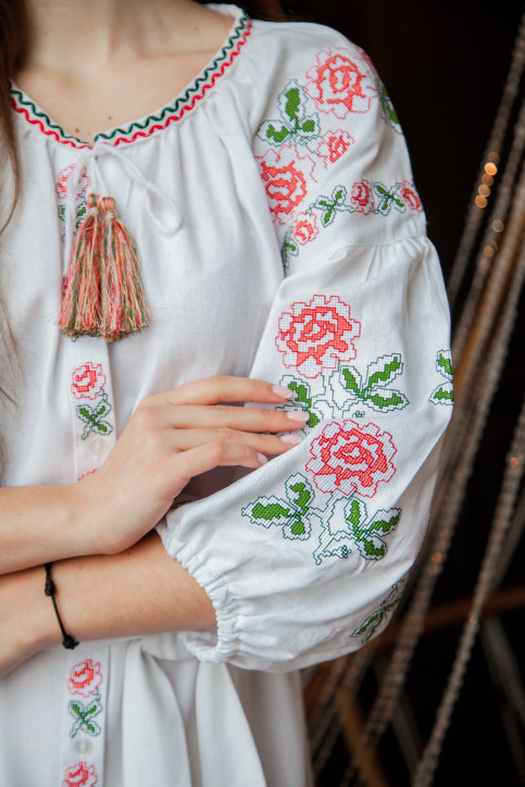 Купить вышитое платье Рассвет (белая) в Украине от производителя Галычанка фото 3
