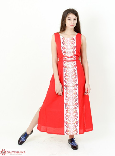 Вишите плаття Сучасна тенденція (червоне) купити в Україні від виробника Галичанка