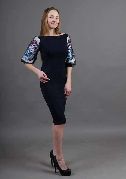 Вишите плаття Віолетта (синя) купити в Україні від виробника Галичанка фото 2