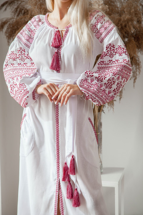 Вишите біле плаття з червоним узором Злата від Галичанки фото 2