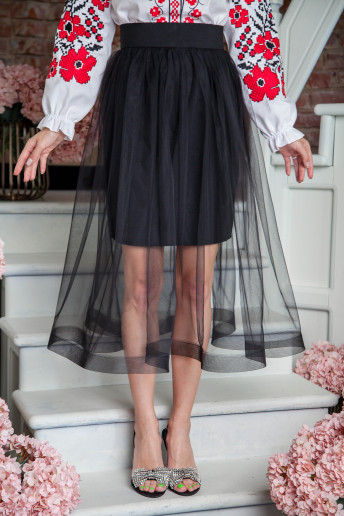 Купить юбку с вышивкой Модель wsk-0103-1 (черная, сетка черная) в Украине от Галычанка
