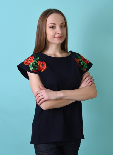 Купить женскую тунику с вышивкой Цветочный мотыв  в Украине от Галычанка