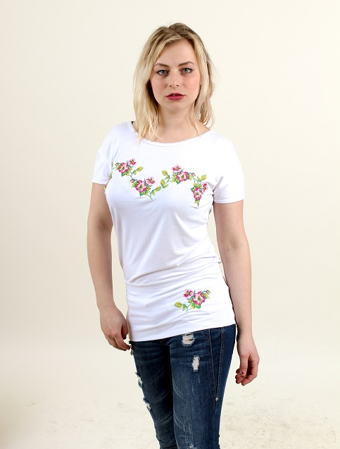 Купити жіночу туніку з вишивкою Сливовий цвіт (білий) в Україні від Галичанка фото 2