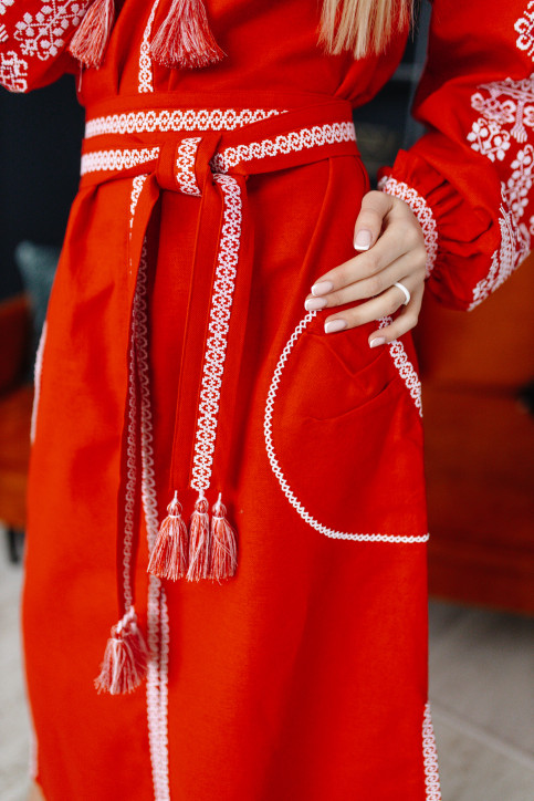 Вишите плаття Злата (червоне з білим) купити в Україні від виробника Галичанка фото 3