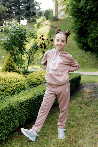 Детский спортивный костюм с принтом Тик ток ( бежевой)| Галичанка