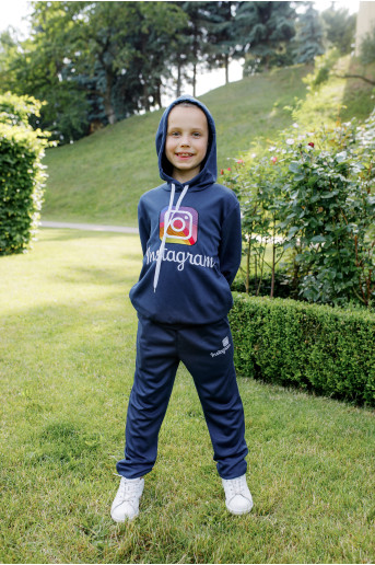 Детский спортивный костюм с принтом Инстаграм ( темно синий)| Галичанка