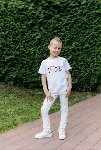 Дитяча футболка  I LOVE LVIV (біла) з принтом |  Галичанка