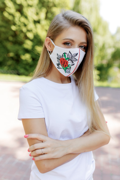 Купити захисну маску Троянда ( біла) в Україні від виробника Галичанка фото 1