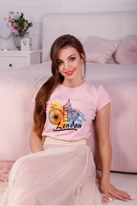 Купити жіночу футболку Casual Лондон (пудра)  в Україні від Галичанка фото 2