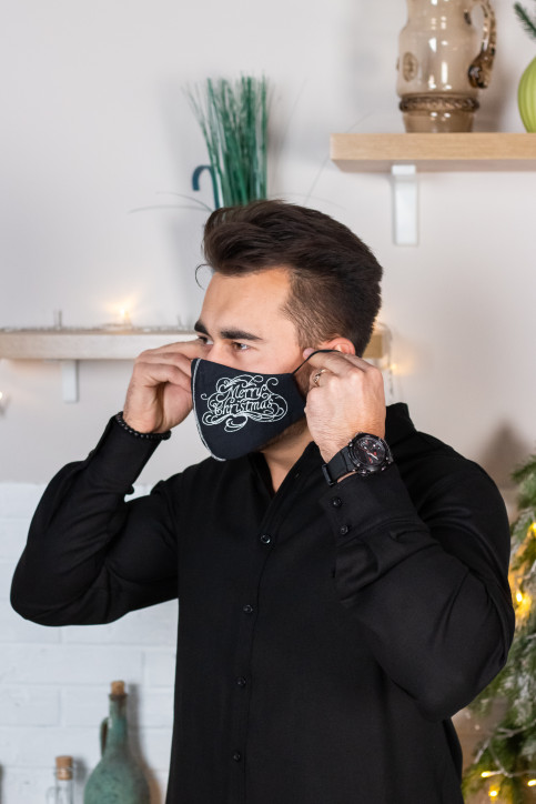 Купити захисну маску Meryy Christmas (чорна) в Україні від виробника Галичанка фото 2