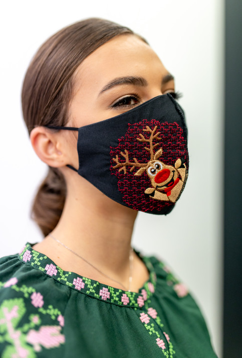 Захисна маска Позитивчик (чорна) купити у Львові | Галичанка  фото 1