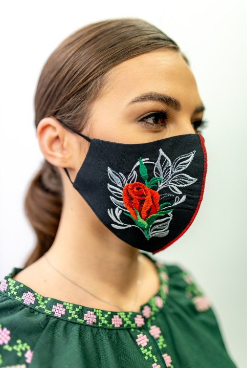 Купити захисну маску Троянда (чорна) в Україні від виробника Галичанка фото 1