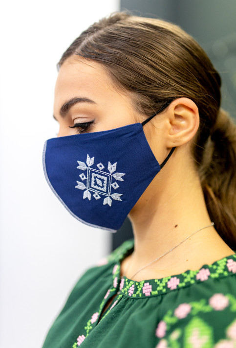 Купити захисну маску Ромб (синій з білим) в Україні від виробника Галичанка фото 1