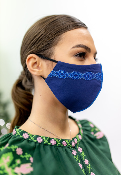 Купити захисну маску Смужка (синя з синім) в Україні від виробника Галичанка фото 1