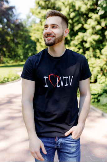 Патриотическая футболка  I LOVE LVIV (черная) недорого во Львове |Галичанка
